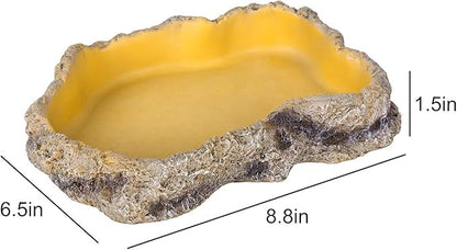 REPTIZOO Reptile Food Dish Terrarium Water Bowl Food Feeding Bowl for Reptile Amphibian Pets Large(8.8" x 6.5" x 1.5")