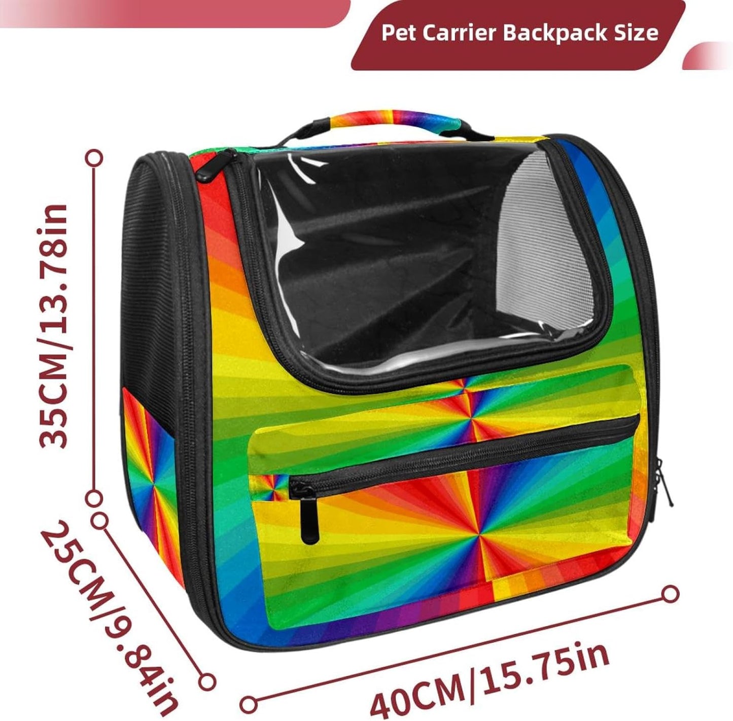 Colorful Rainbow Painting Pet Carrier Soft Sided Carrier for Small Medium Cats Dogs