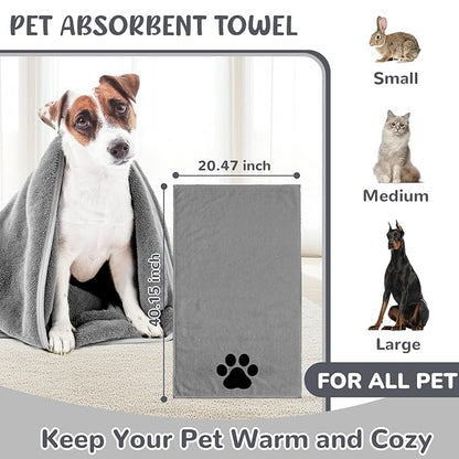 Dog Grooming Kit for Shedding – 8-Piece Pet Grooming Supplies with Deshedding Brush, Bath Gloves, Towels & Silicone Toothbrush | Ideal for Dogs, Cats, Small and Large Pets (Gray)