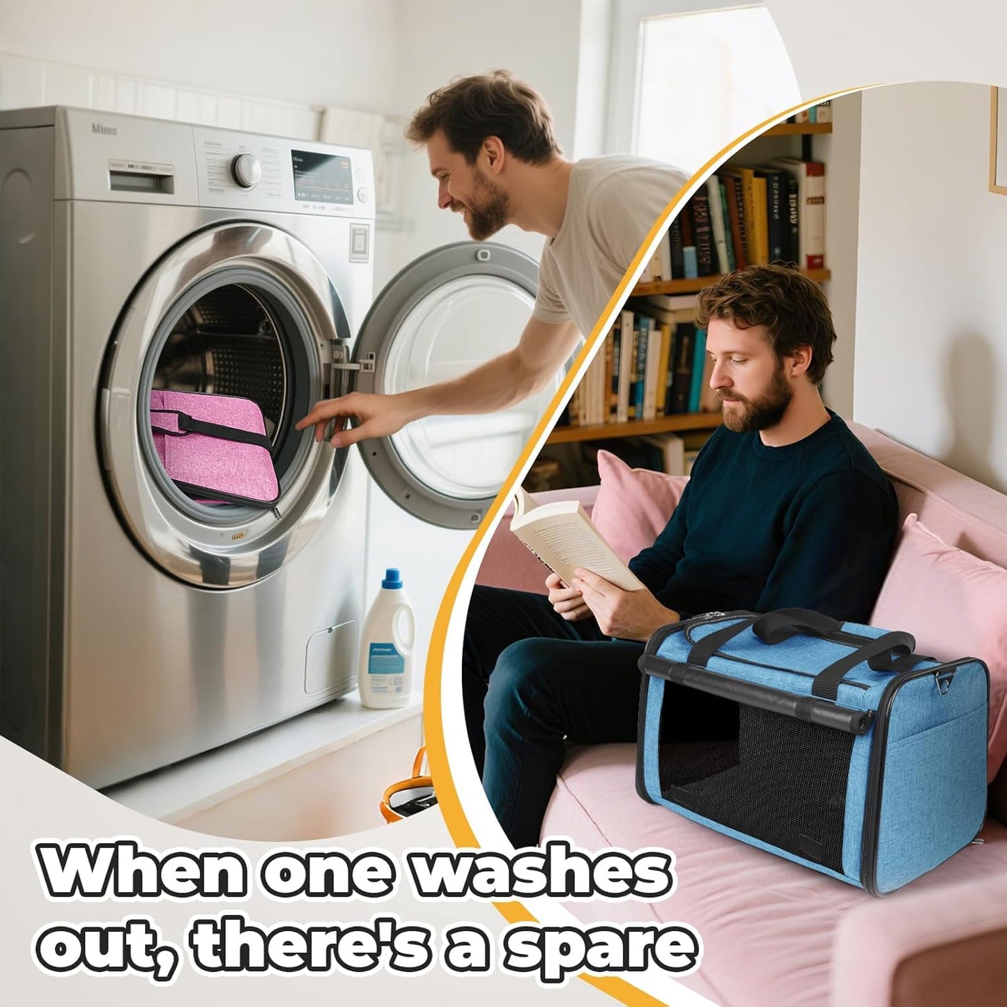 YUDODO 2 Packs 25 lbs Lightproof Soft Sided Pet Carrier for Large Cat & Small Dog Airline Approved Travel Bag Puppy Carriers with Side Pockets & Reflective Mesh, Foldable Portable Pink+Lake Blue