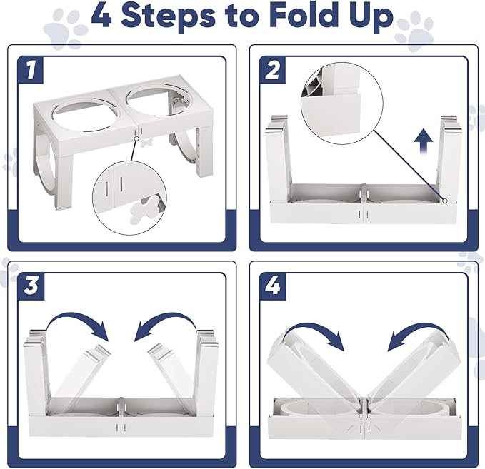 Elevated Dog Bowls Large Breed XIAZ Raised Dogs Bowl Stand Large/Medium Sized Dog 1L Food Water Bowl Stands 5 Heights Adjustable 9/11/12/17in White Pet Feeder Dish Station