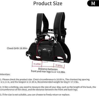 Dog Backpack Carrier for Dogs,Dog Lift Harness,Adjustable Padded Breathable Straps for Dogs, Disabled, Joint Injuries, Arthritis,M