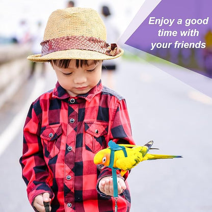 4 Pieces Pet Parrot Bird Harness Leash Adjustable Bird Flying Harness Traction Rope with Cute Wing for Parrots Pigeons Budgerigar Lovebird Outdoor Training Toy (Pink, Yellow, Light Purple, Cyan,S)