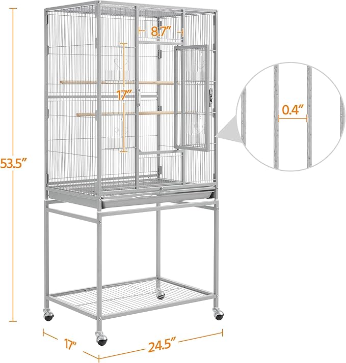 Yaheetech Metal Large Bird Cage Parrot Parakeet Cage w/Stand for Small Parrot Cockatiel Sun Parakeet Lovebird Budgie Finch Canary Green Cheek Conure, 54inch