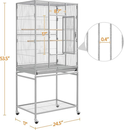 Yaheetech Metal Large Bird Cage Parrot Parakeet Cage w/Stand for Small Parrot Cockatiel Sun Parakeet Lovebird Budgie Finch Canary Green Cheek Conure, 54inch