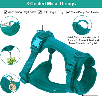 Wisedog No Pull Lightweight Dog Vest Harness with Soft and Comfortable Cushion, Breathable Mesh, for Small Medium Large Dogs Walking (M(Neck: 11.81"-18.11";Chest: 18.11"-27.95"), Emerald Green)