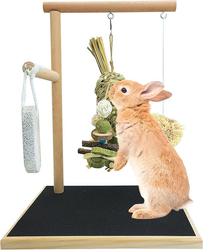 kathson Rabbit Toys for Bunnies Boredom, Rabbit Chew Toys for Teeth Grinding Wooden Bunny Scratching Board Small Animals Play Toy for Guinea Pigs Hamsters Chinchilla Other Rodent Pets