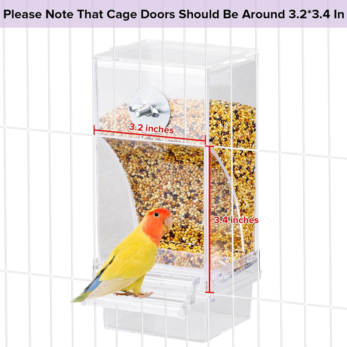 No Mess Bird Feeder Water Dispenser Set, Bird Feeder for Cage, Cage Accessories for Cockatiels, Finches, Budgies and Canaries