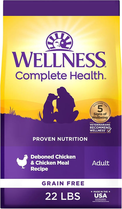 Wellness Complete Health Dry Dog Food, Grain Free, Natural, Chicken Recipe, (22-Pound Bag)