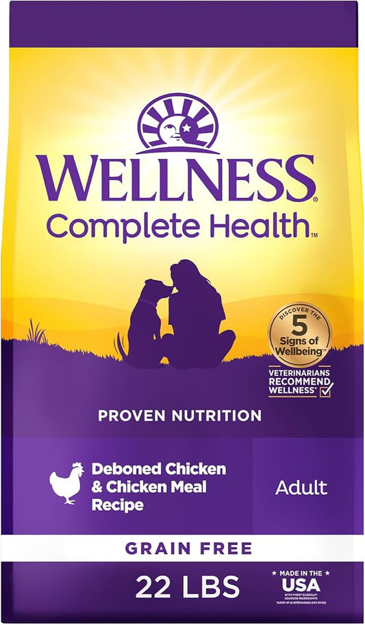 Wellness Complete Health Dry Dog Food, Grain Free, Natural, Chicken Recipe, (22-Pound Bag)