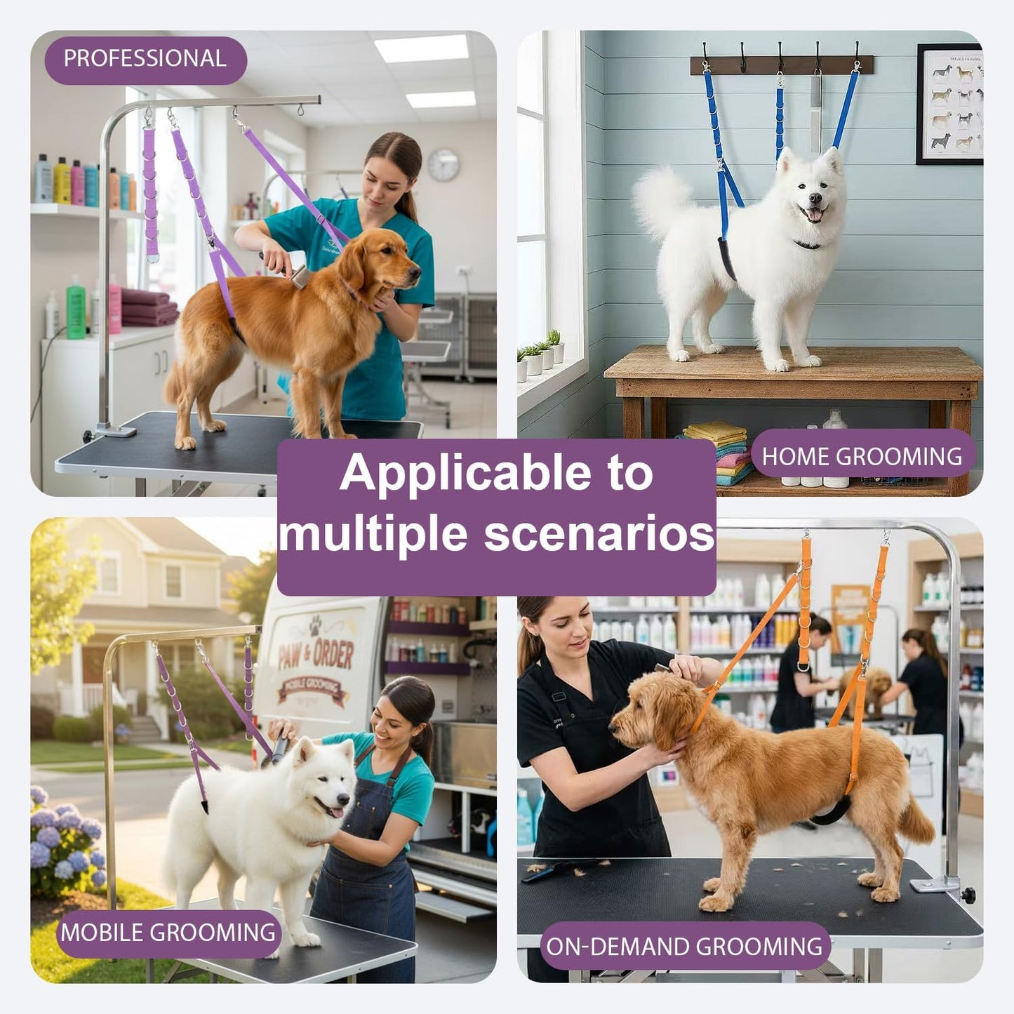 Dog Grooming Belly Band Pet Grooming Supplies 3 Sets Professional Dogs Belly Straps Pets Dogs Groomer Extension Strap Table Arm Loop Extender for Small Medium Large Pets (Light Green)