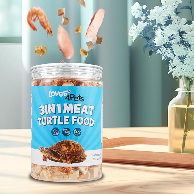 Turtle Food - Natural Freeze-Dried Chicken, Duck and Antarctic Krill – 3 in 1 Premium Treats for Reptiles, Cats & Dogs – Human-Grade Real Meat