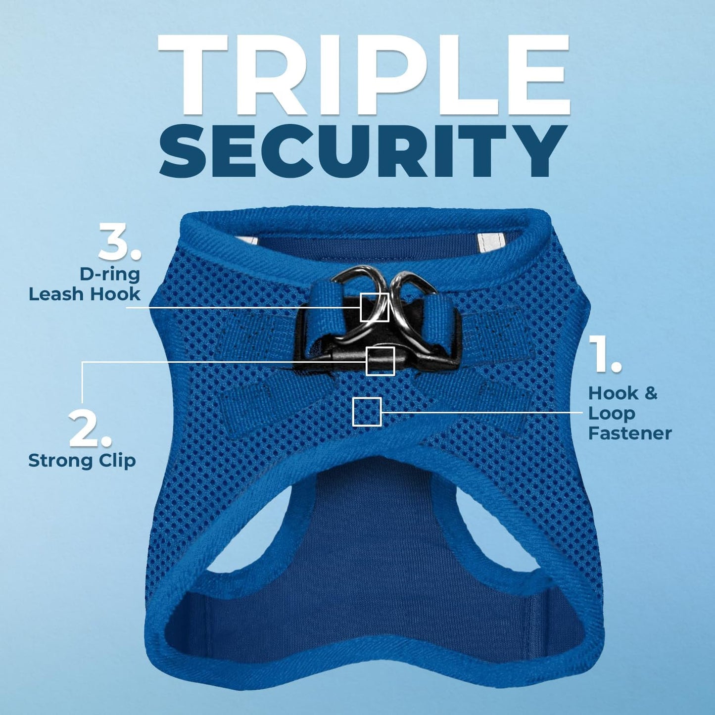 Best Pet Supplies Voyager Step-in Air Harness - All Weather Mesh, Reflective, No Pull Harness for Dogs, Cats - Secure with Hook & Loop Fastener, Buckle, Double D-Rings - Royal Blue, XXXS