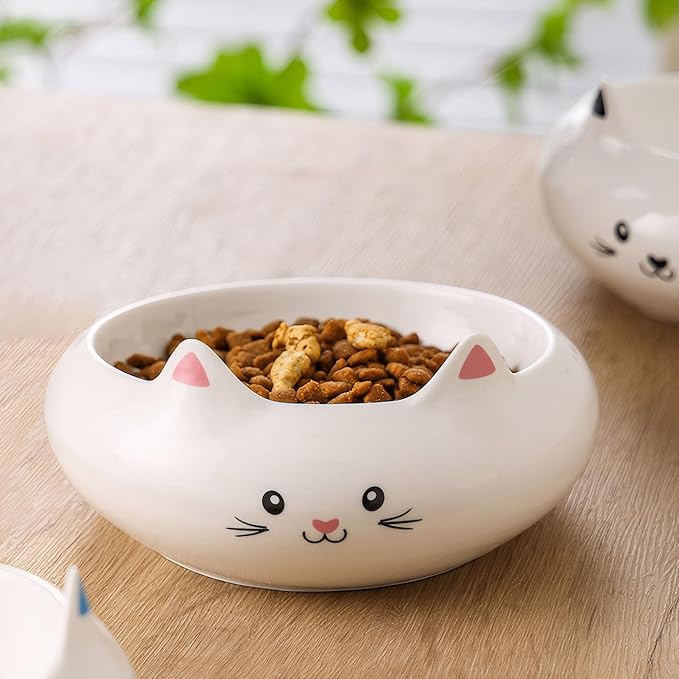 Cat Bowls, Cat Food Bowl, Ceramic Cute Kitten Bowls for Food and Water 7.1oz, Small Dog Feeding Dish for Whisker Fatigue Friendly, Home Decor Bowl, Key Holder, Desk Decor, Multi-Use