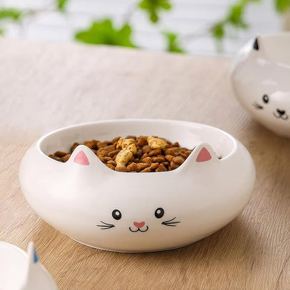 Cat Bowls, Cat Food Bowl, Ceramic Cute Kitten Bowls for Food and Water 7.1oz, Small Dog Feeding Dish for Whisker Fatigue Friendly, Home Decor Bowl, Key Holder, Desk Decor, Multi-Use