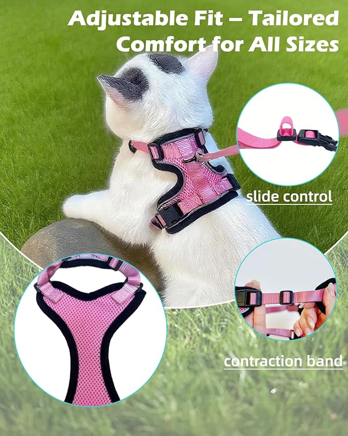 Luxelle 2 Pack Escape-Proof Cat Harness and Leash Set for Walking – Adjustable No Pull Soft Vest with Easy-Wear Buckle, Reflective Straps, Breathable Mesh – Outdoor Travel Harness for Cats & Kittens