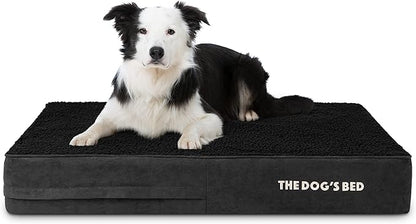 The Dog’s Bed Orthopedic Memory Foam Dog Bed, Large Black Plush 40x25, Pain Relief for Arthritis, Hip & Elbow Dysplasia, Post Surgery, Lameness, Supportive, Calming, Waterproof Washable Cover