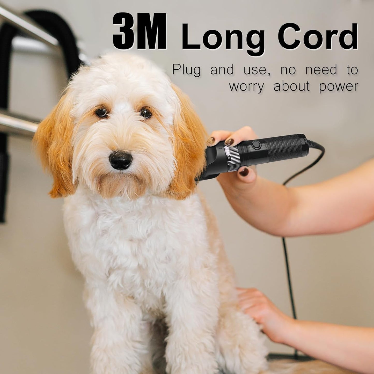 Dog Clippers for Grooming, 12V Professional Dog Clippers，Heavy Dutt Corded Pet Hair Trimmer Pet Trimmer for Thick Hair with Guard Combs Brush