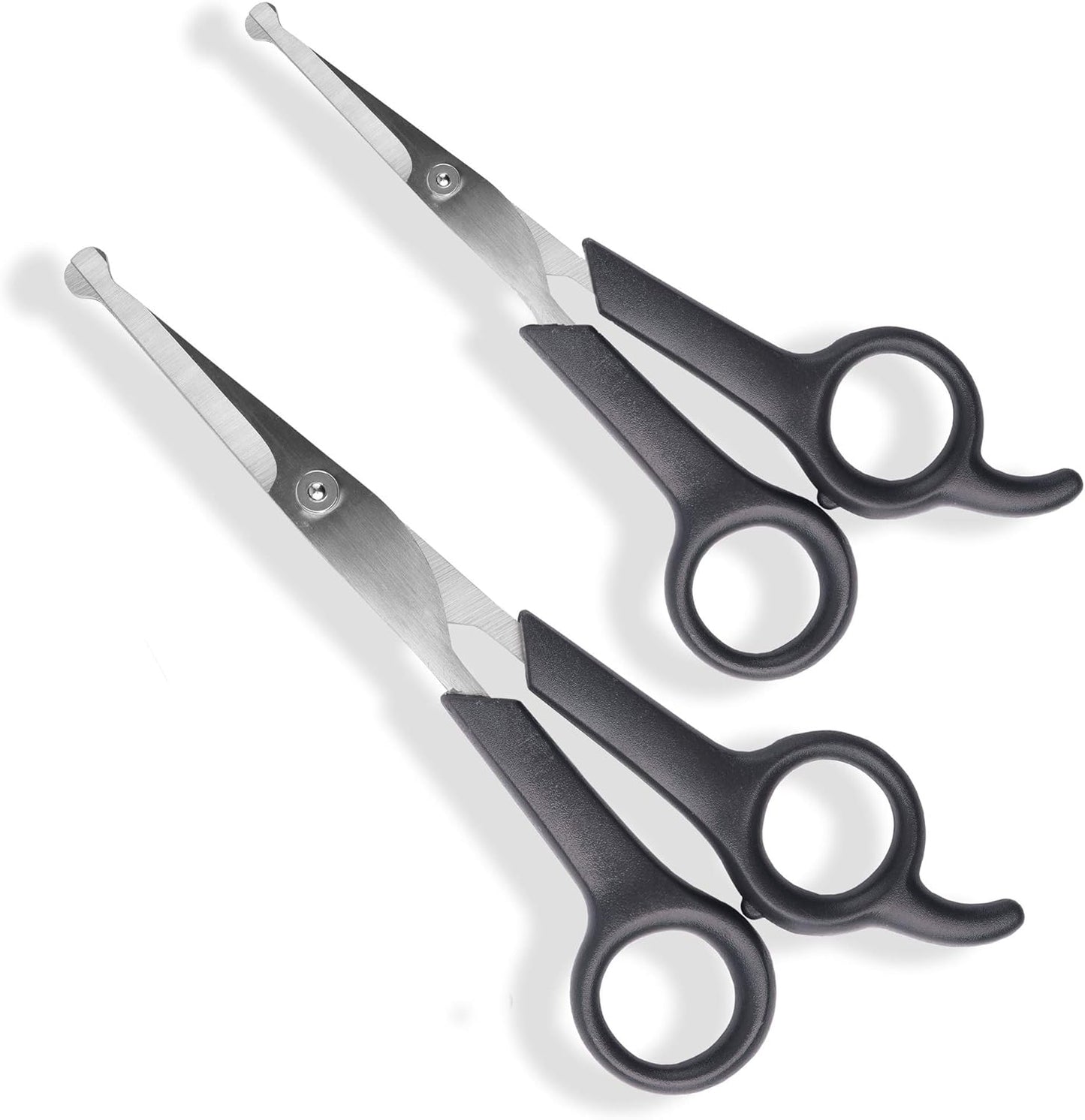 Pets First #1 Pet Grooming Scissors Body & Facial Trimmer Durable Stainless Steel Blades. Rounded Tips Shears for Long Medium Short Thick Wiry Curly Hair. Lightweight Cutter for Dogs & Cats. Set of 2