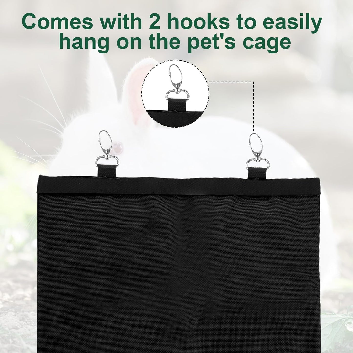 2 Pcs Rabbit Hay Feeder,Guinea Pig Hay Feeder,13×10.8 Inch Guinea Pig Bag,Small Animal Feeding Bag for Rabbits, Hamsters, Hedgehogs (3 Holes,Black)