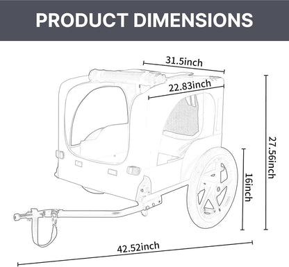 Pet Bike Trailer for Dogs, 88LBS Capacity Dog Bicycle Trailer with 20" Pneumatic Rubber Wheels, Multi-Directional Ventilation, Waterproof Cover, Perfect for Cycling with Pets