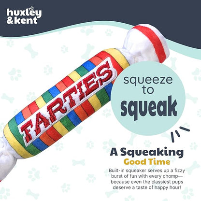 Huxley & Kent Funny Dog Toy w/Squeaker – Power Plush Squeaky Dog Toys for Small, Medium & Large Dogs – Soft Stuffed Animal for Indoor Play & Fetch - Farties, Small