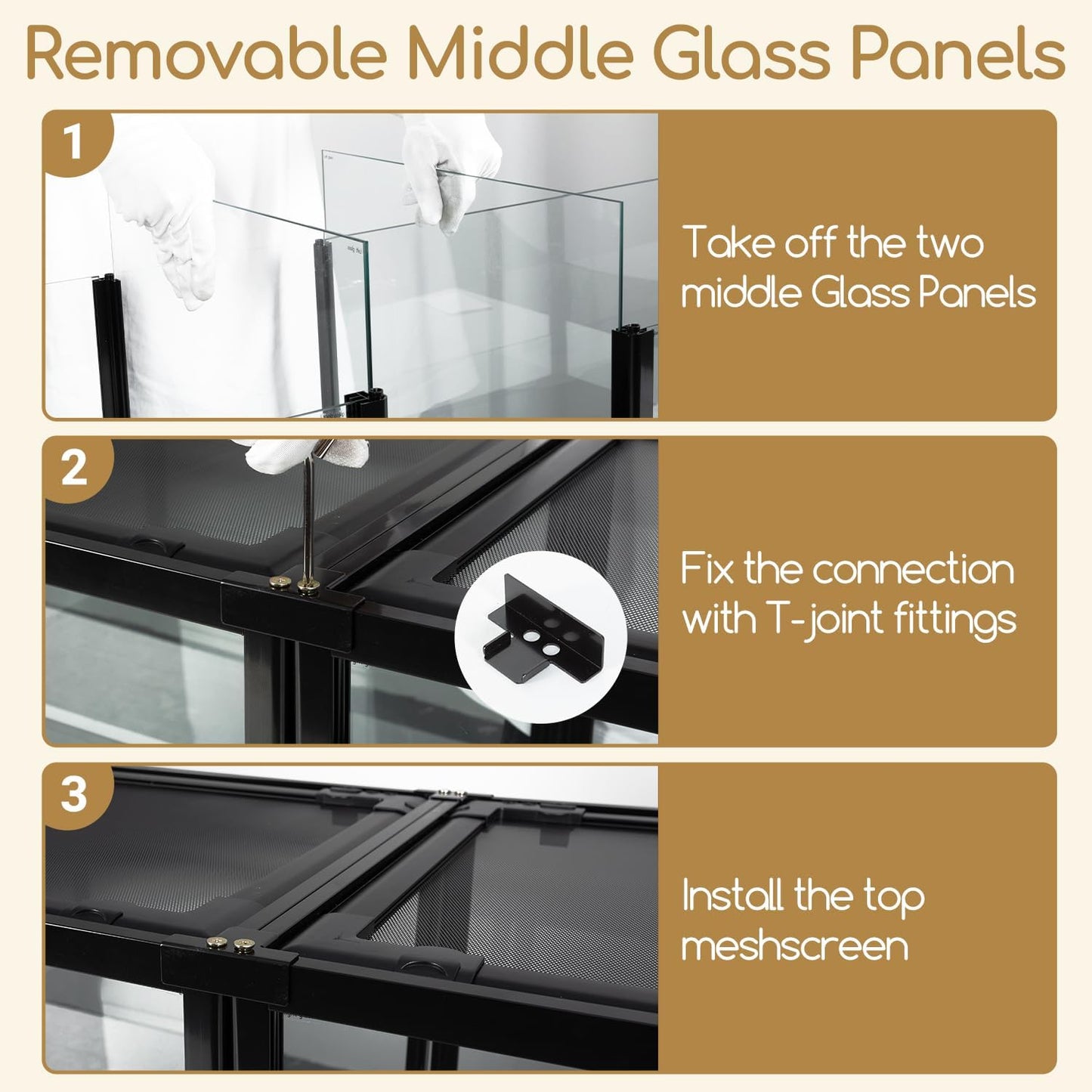 OIIBO Extra Large Reptile Terrarium 72" x 24" x 24" Reptile Tank, Upgrade Splicable Tank Can Be Used as 2 Separate Habitats, Giant Terrarium with Double Front Sliding Doors