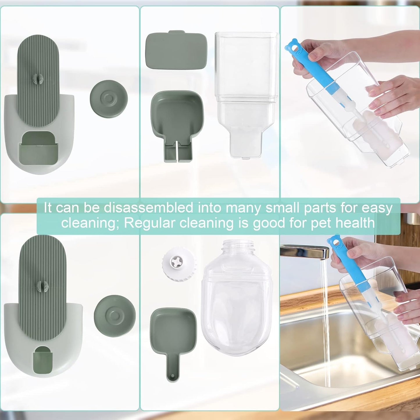 Hanging Automatic Food and Water Dispenser, Gravity Rabbit Feeder Set, Cage Cat and Bunny Food Bowl (Cage Grid Spacing Over 1.2'')