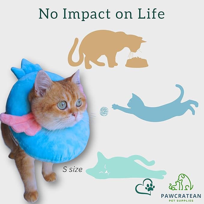 Adjustable Comfy Flower Style Elizabeth Collar for Cats Puppies Soft Recovery Cone Pet Protective Neck Collar (Blue Angel Wing, Medium)
