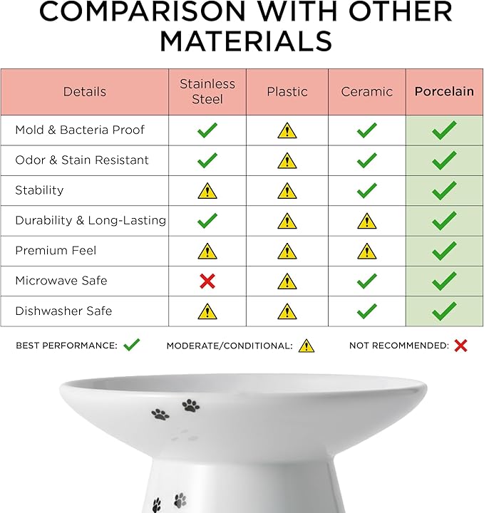 Necoichi Raised Cat Food Bowl – Ceramic Elevated Cat Bowl for Whisker & Neck Fatigue, Dishwasher Microwave Safe – Non-Slip & Anti Vomiting Ergonomic Design (Cats, Extra Wide)