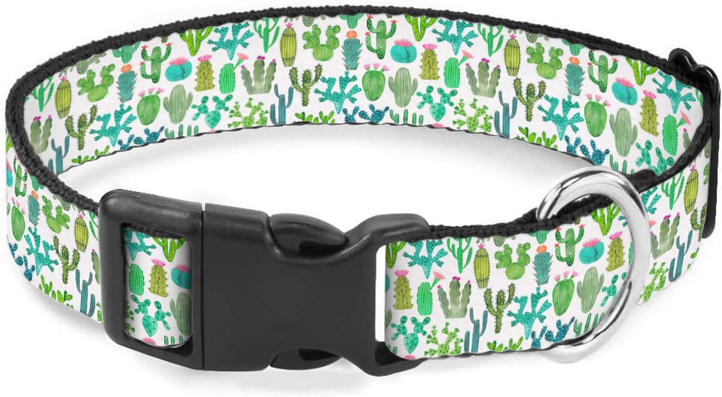 Green Cactus Plant Pet Collars Dog Collars Soft Elastic Neck Strap for Female Male Puppy Cats