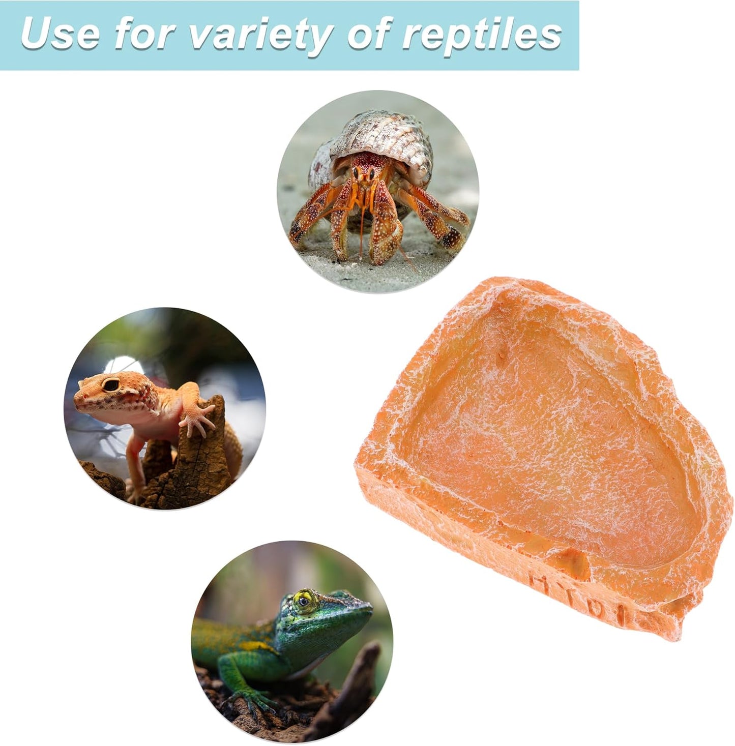 Reptile Food Dish, Resin Lizard Reptile Food Dish, Turtle Water Bowl, Terrarium Feeding Bowl Accessory for Lizard Tortoise Snakes Gecko, Orange, 4.72"x3.74"x0.98"