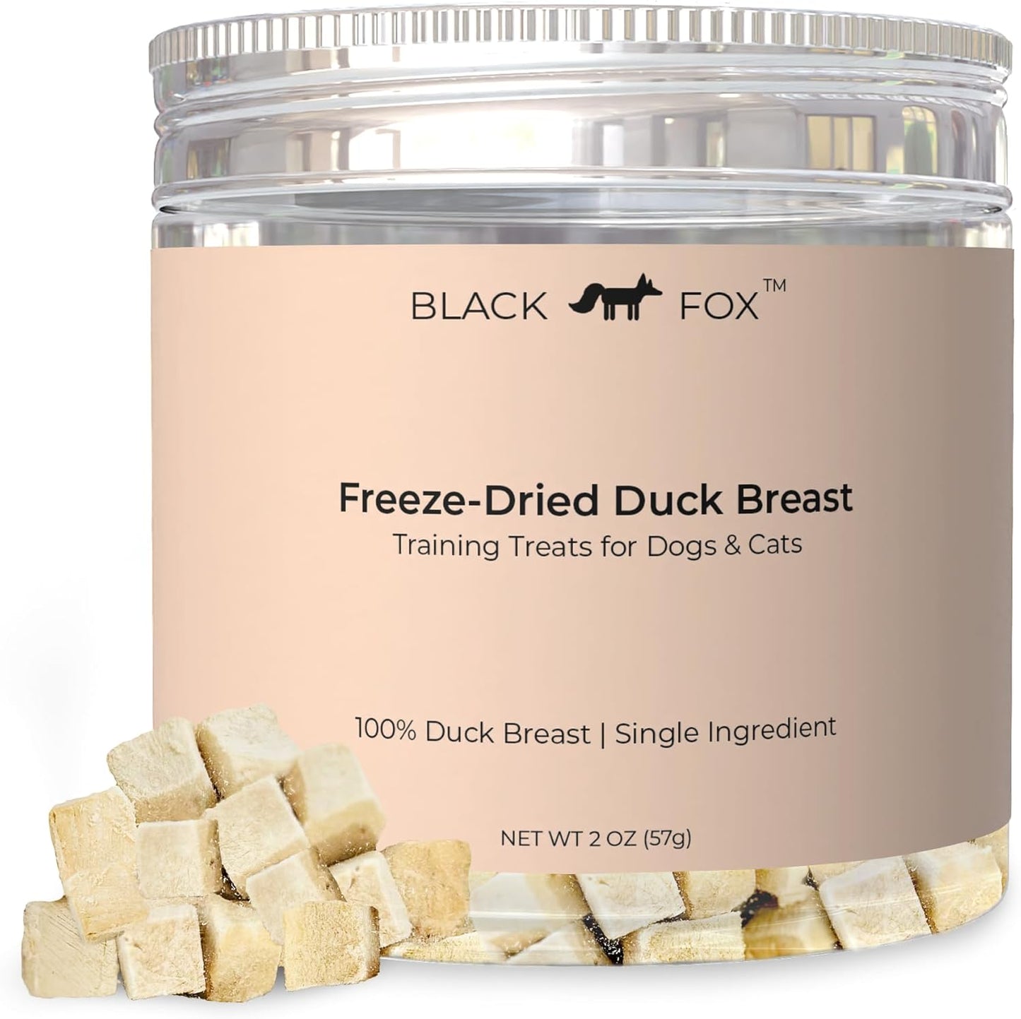 BLACK FOX Freeze-Dried Duck Breast Dog Treats | Cat Treats | 2oz Single Ingredient, Raw, Healthy, All Natural, Human Grade, Recyclable Packaging