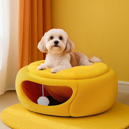 Cute Cat Beds for Indoor Cats, Small Dog Beds, Soft Washable Pet Beds for Kitten and Puppy, Funny Pear Cat Cave, 19 Inches