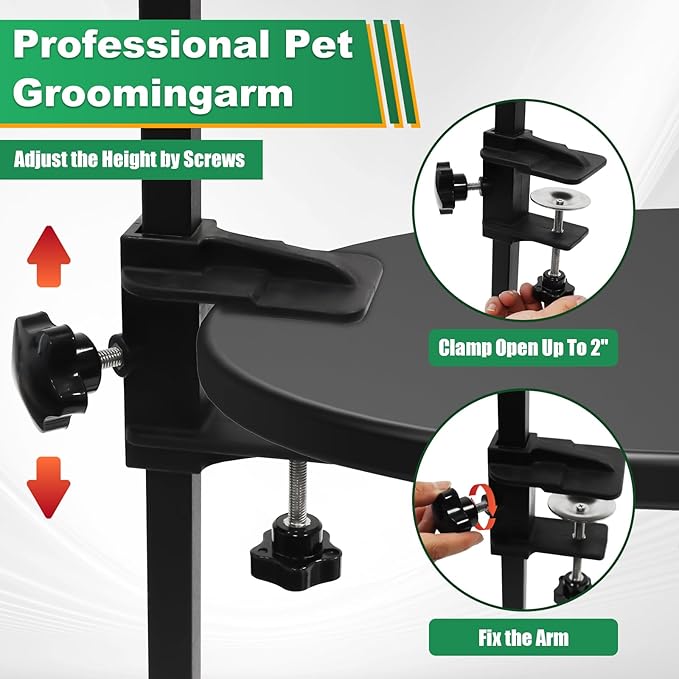 Dog Grooming arm with Restraint Loops, Adjustable Height(18.1"~30.7"),for Medium & Small Pets Bathing & Grooming