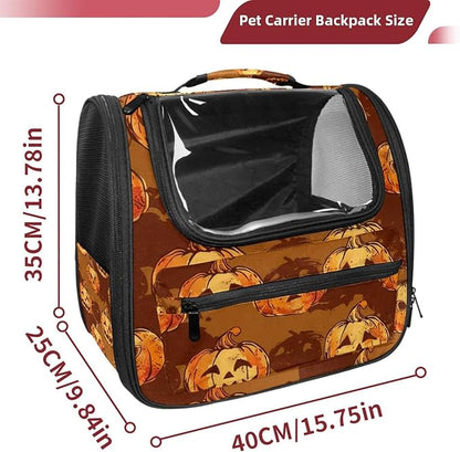 Portable Travel pet Backpack Carrier Hamster Bag Small Dog cat Carrier Breathable Hang Bag, Pumpkin Helloween 144