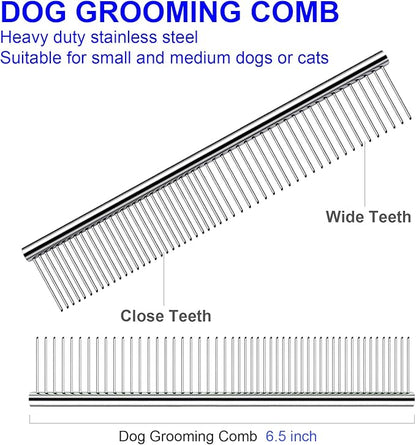 Professional Dog Grooming Scissors Kit, Titanium Coated Dog Scissors for Grooming, Grooming Shears Kit - Straight,Thinning, Curved Scissors and Comb for Dog Cat Pet (Blue 5 in 1)