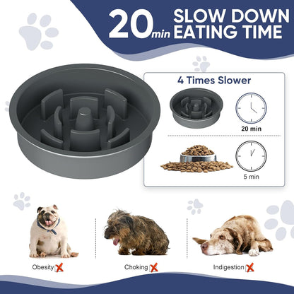 XIAZ Slow Feeder Dog Bowl Elevated Food and Water Bowl Stand for Large Medium Sized Dog, 4 Heights Adjustable, Non-Slip, Durable, Prevents Bloating & Improves Digestion for Dogs