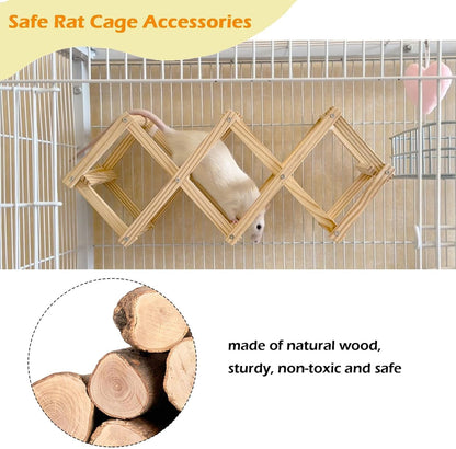 Wooden Rat Climbing Toys, Natural Pet Rat Cage Accessories Climbing Ladder, Fancy Rats Enrichment Toy Activities, Hanging Rodent Toys for Pet Rats in Cage Playing Chewing (S, 1pc)