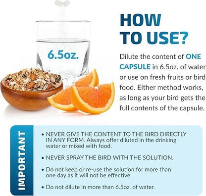 Calming Support for Large Parrots, Bird Calming Capsule, Soothes Plucking, Biting, & Screaming, Promotes Healthy Mood & Balanced Behavior - Natural & Safe for Bird 12.5oz or More 30 Capsule