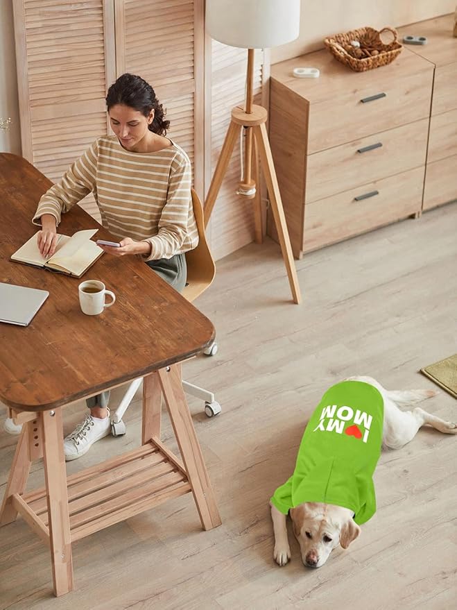 GreenJoy Dog Sweater Dog Hoodie Cold Weather Coat Hooded Sweatshirt for Puppies,Cats, Small Medium Large Dogs (Green(I Love My Mom), X-Small)