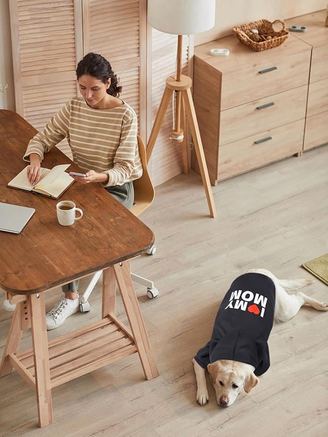 GreenJoy Dog Sweater Dog Hoodie Cold Weather Dog Coat Hooded Sweatshirt for Puppies,Cats, Small Medium Large Dogs (Medium, Black (I Love My Mom))