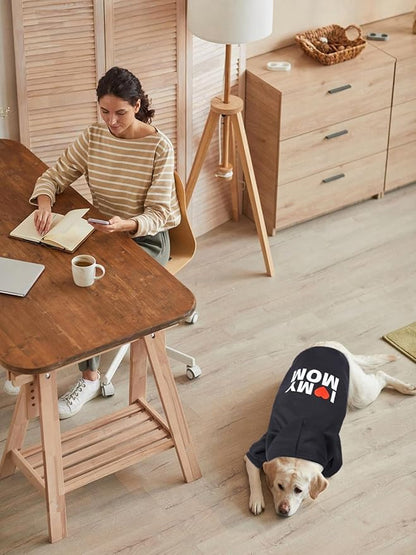 GreenJoy Dog Sweater Dog Hoodie Cold Weather Dog Coat Hooded Sweatshirt for Puppies,Cats, Small Medium Large Dogs (Medium, Black (I Love My Mom))