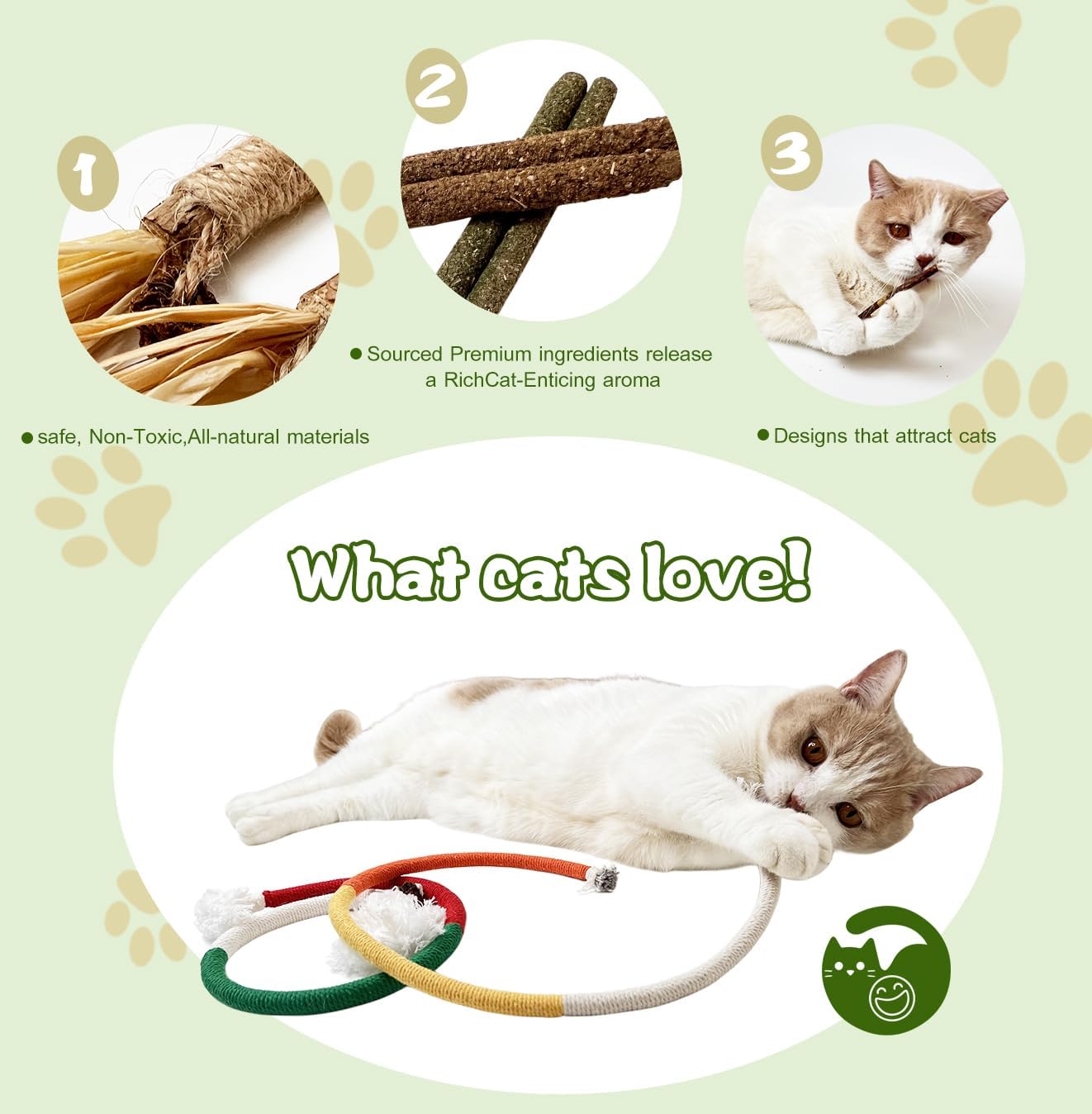 Catnip Chew Toys for Cats, 12 Pack Cat Toys with Silvervine Sticks, Natural Silvervine Stick Cage Balls & Bell Balls for Indoor Cats