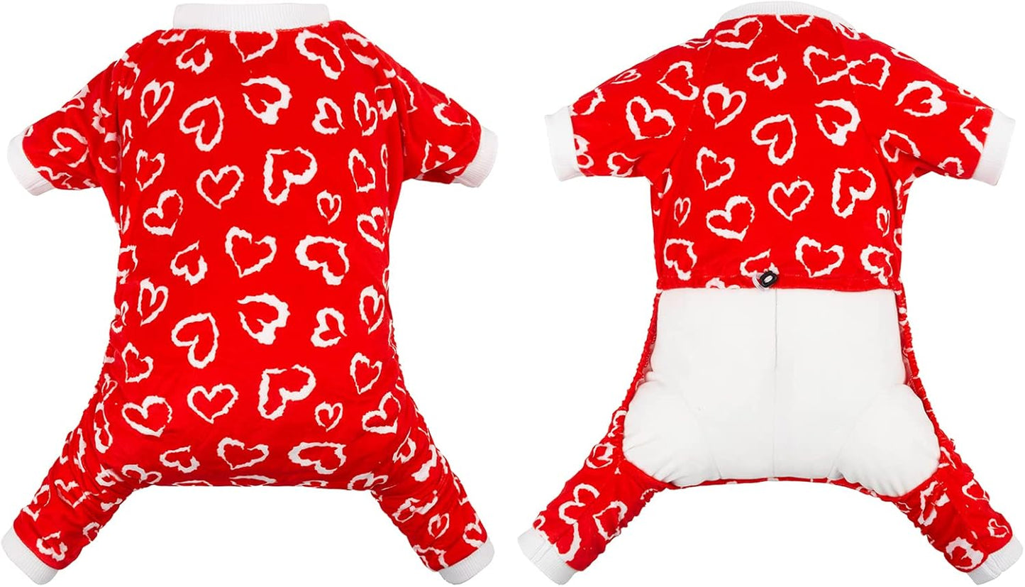 CuteBone Small Dogs Valentines Outfit Soft Puppy Onesies Pjs Dog Pajamas Pet Coat Cat Apparel Comfy Doggie Jumpsuit Bodysuit for All Seasons P202L