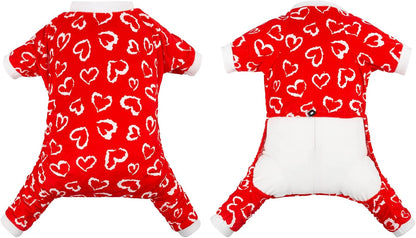 CuteBone Small Dogs Valentines Outfit Soft Puppy Onesies Pjs Dog Pajamas Pet Coat Cat Apparel Comfy Doggie Jumpsuit Bodysuit for All Seasons P202L