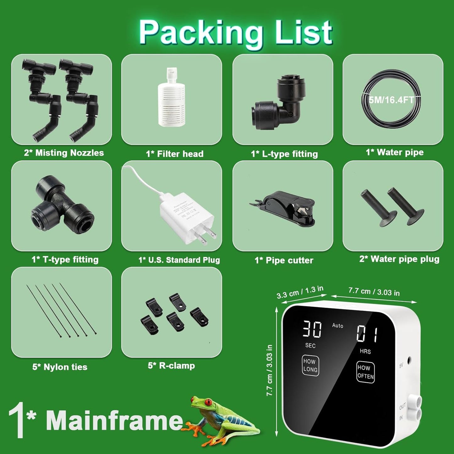 Reptile Mister Automatic, Quiet Reptile Misting System with Timer, Reptile Fogger Humidifiers with Fine Water Mist Nozzles, Terrarium Mister Humidifiers with Water Shortage Protection