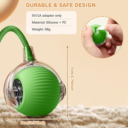 Interactive Cat Toys for Indoor Cats, Rechargeable 360° Automatic Moving Cat Toy for Bored Indoor Adult Cats, 2025 Upgraded Chase Motion Activated Kitten Toys - Green
