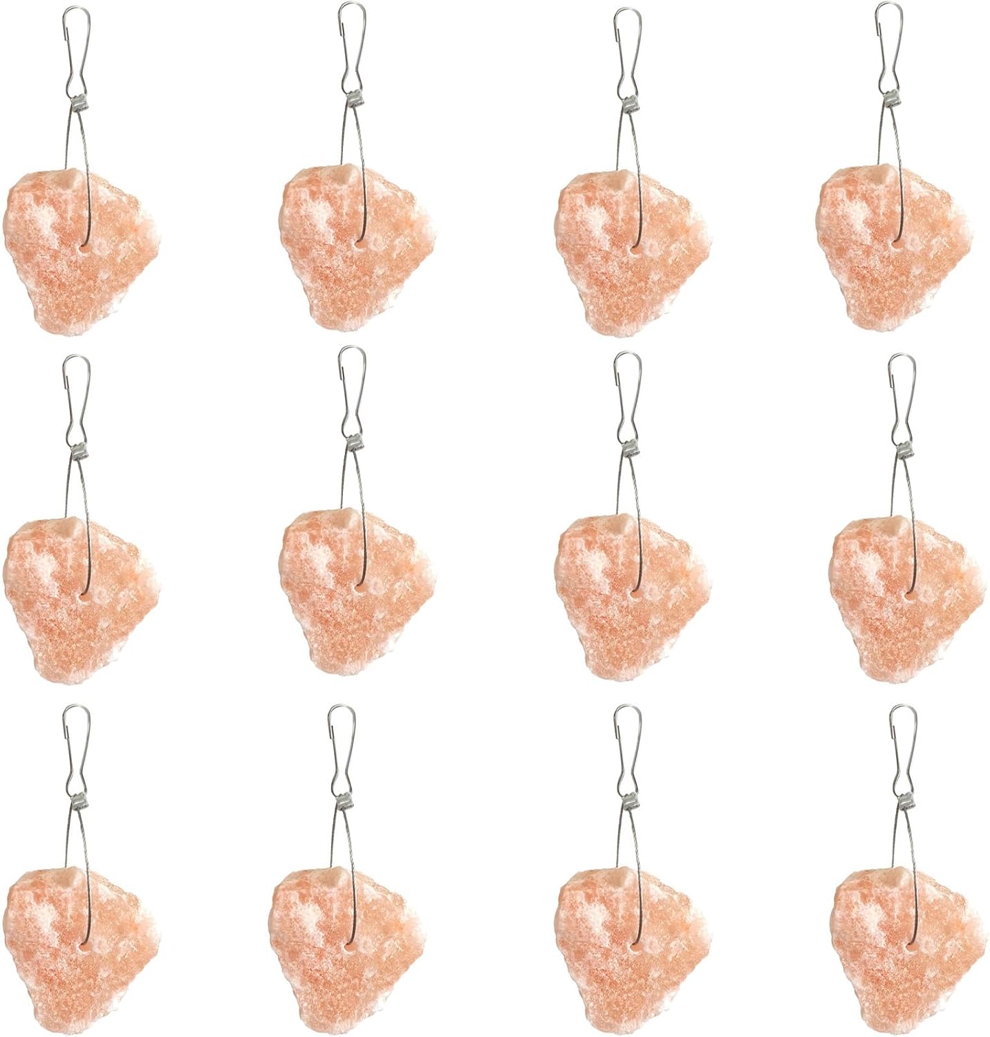 PINVNBY 12 Pieces Rabbit Himalayan Salt Lick Block,Pink Small Pets Natural Mineral Salts Blocks with Hook Hanging Small Animals Treat Chew Toys for Rabbits Horses Bunny