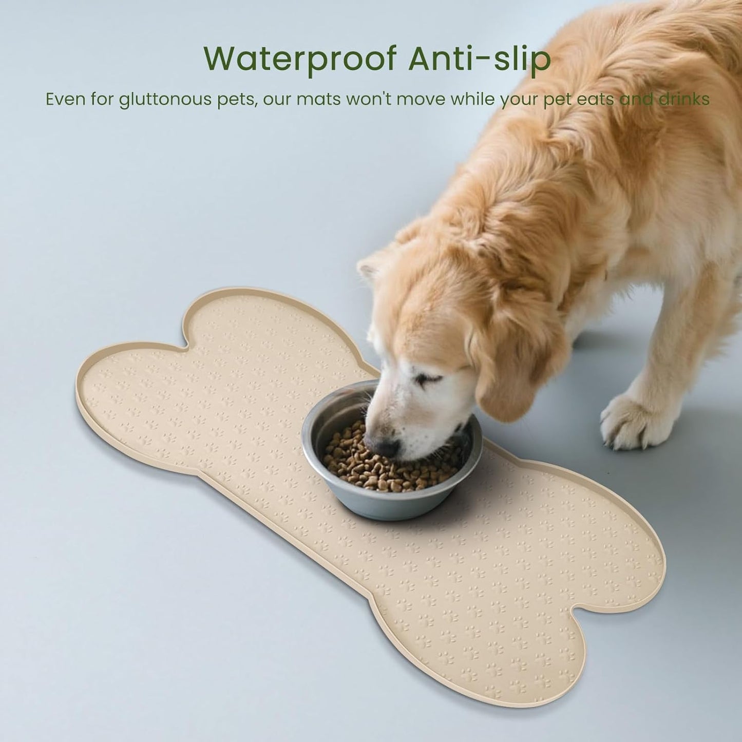Dog Food Mat Anti-Slip Silicone Dog Bowl Mat Thicker Pet Placemat Waterproof Cat Feeder Pad with Raised Edge Puppy Kitten Feeding Mats Suitable Small Medium-Sized Dogs Cats Eating Tray